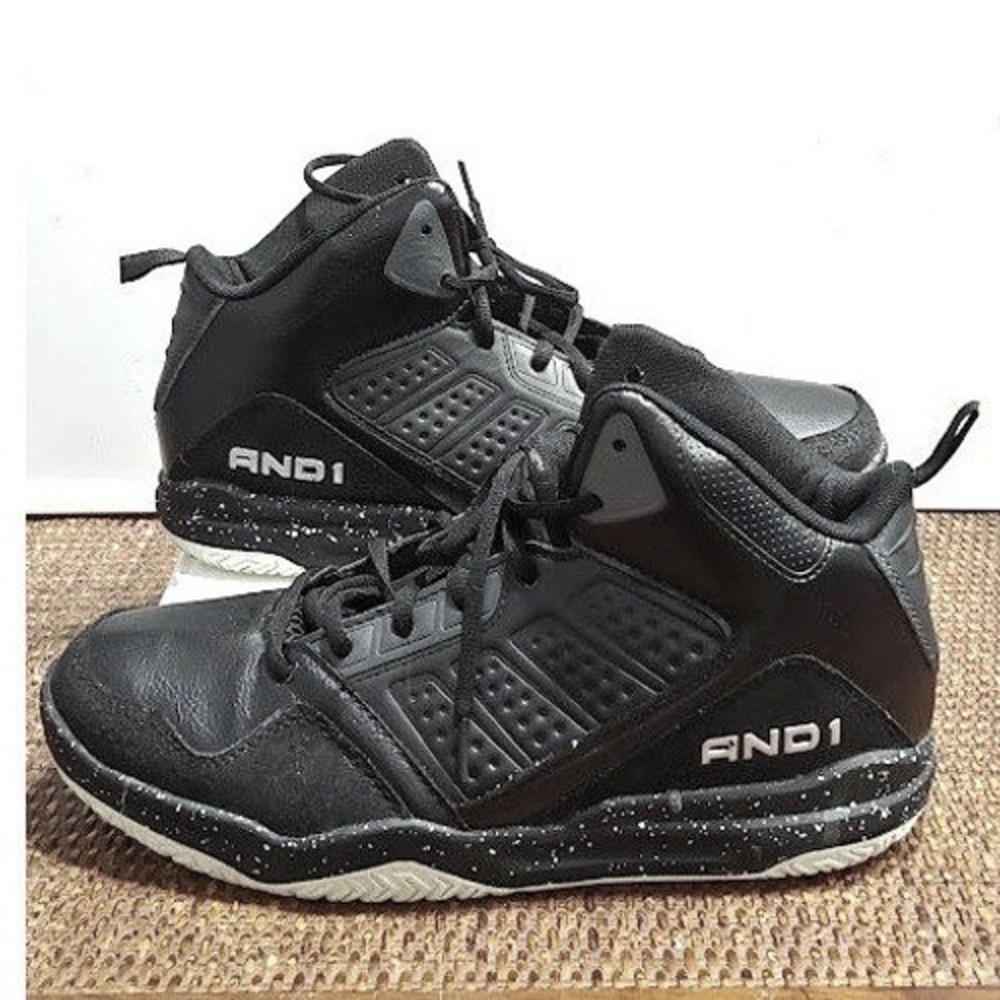 AND1 Men's High Top Basketball Shoes Size 9.5‎  Black Synthetic Cushioned